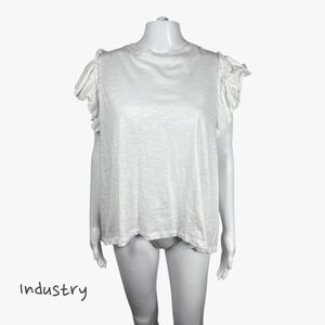 Industry Republic Clothing Women's Double Flutter Ruffle Sleeve T-Shirt Size 2X